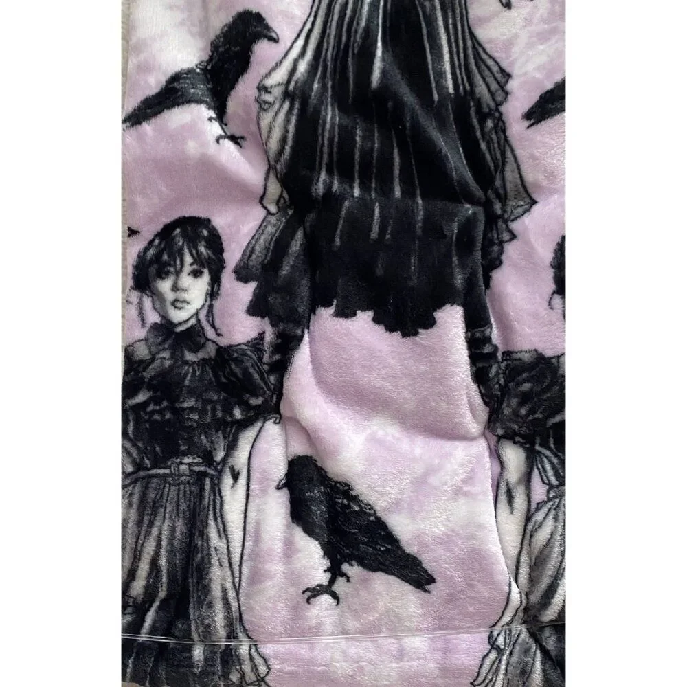 Wednesday Addams Dancing Netflix Show Soft Plush Throw 50” X 70” Purple Crow NEW